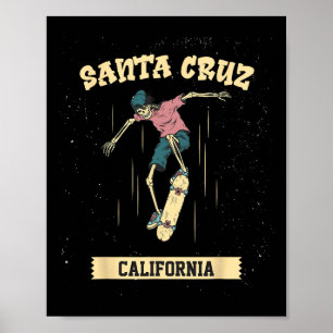 Santa Cruz Skeleton Surfing And Skateboarding Poster
