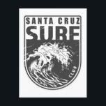 Santa Cruz Surf Club California Emblem Postcard<br><div class="desc">Santa Cruz Surf Club design with ocean wave illustration in a badge style.</div>
