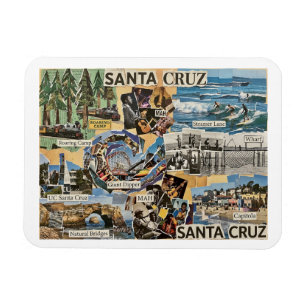 Santa Cruz Vintage Collage – Coastal Memories Art Magnet