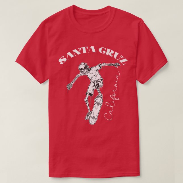 Santa Cruz Vintage Skeleton Skateboarder Design  T-Shirt (Design Front)