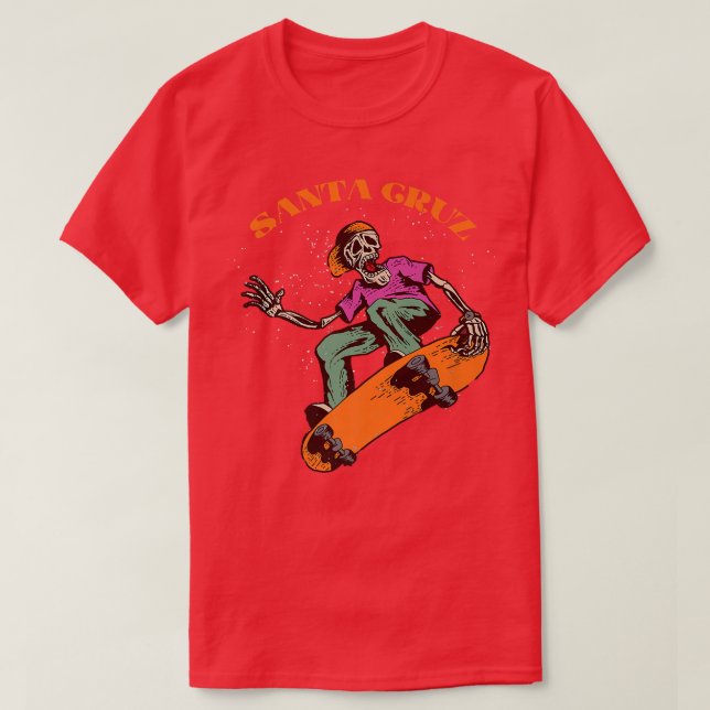 Santa Cruz Vintage Skeleton Skateboarder  T-Shirt (Design Front)