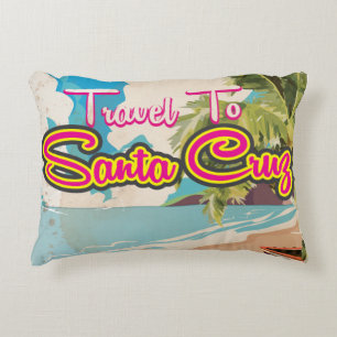 Santa Cruz Vintage vacation Poster Decorative Cushion