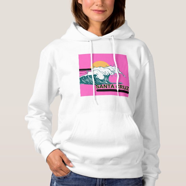 Santa Cruz wave and pink sunset hoodie (Front)