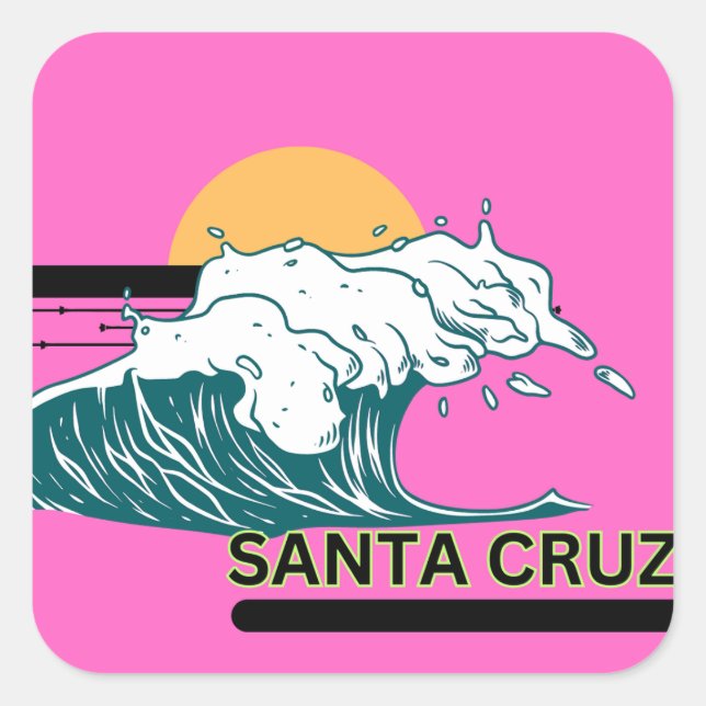 Santa Cruz Wave at Sunset Pink Sticker (Front)