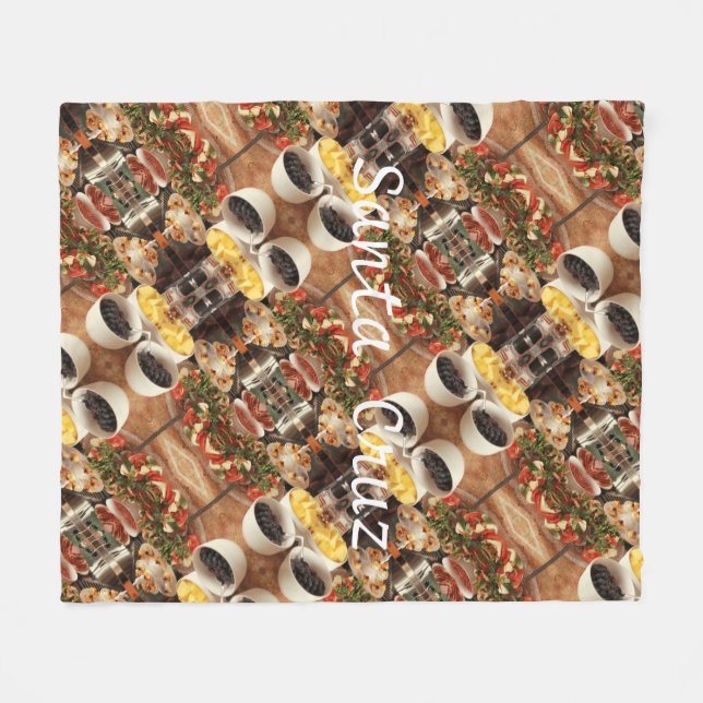 Santa Cruz with repeat pattern of buffet Fleece Blanket (Front (Horizontal))
