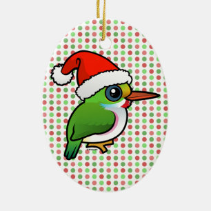 Santa Cuban Tody Ceramic Tree Decoration