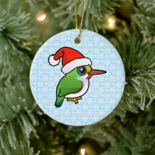 Santa Cuban Tody Ceramic Tree Decoration