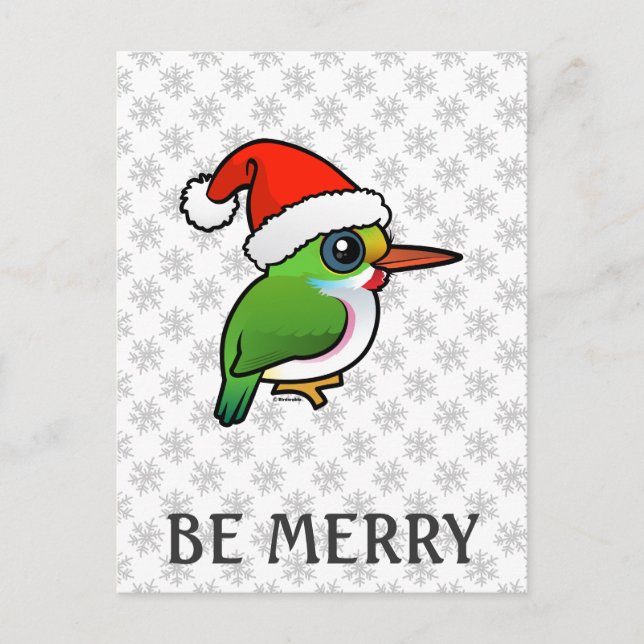 Santa Cuban Tody Holiday Postcard (Front)