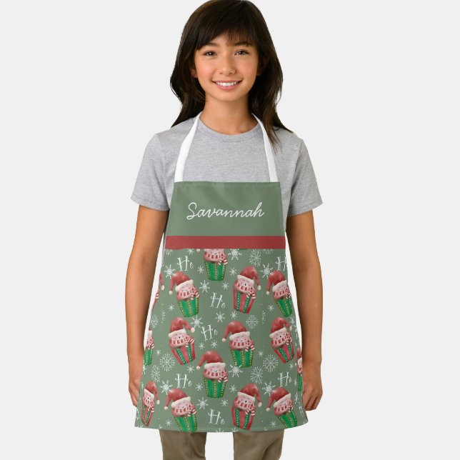 Santa Cupcake Ho Ho Ho Fun Name  Apron (Insitu)