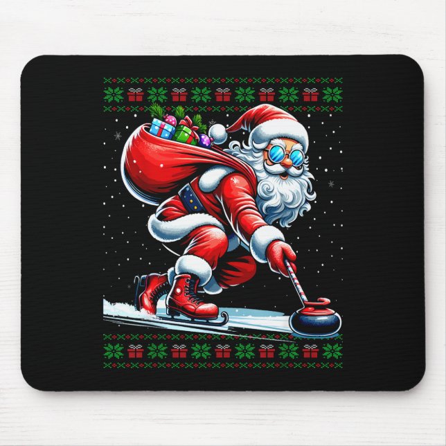 Santa Curling Ugly Christmas Sweater  Mouse Mat (Front)