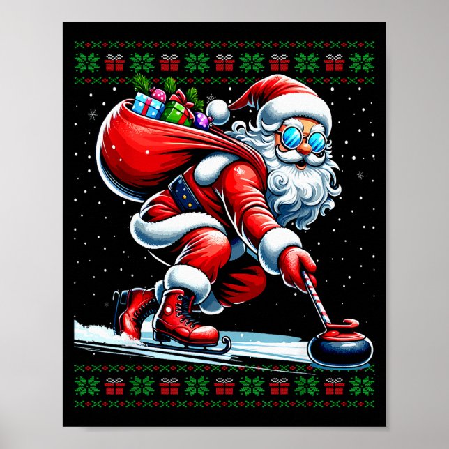 Santa Curling Ugly Christmas Sweater  Poster (Front)