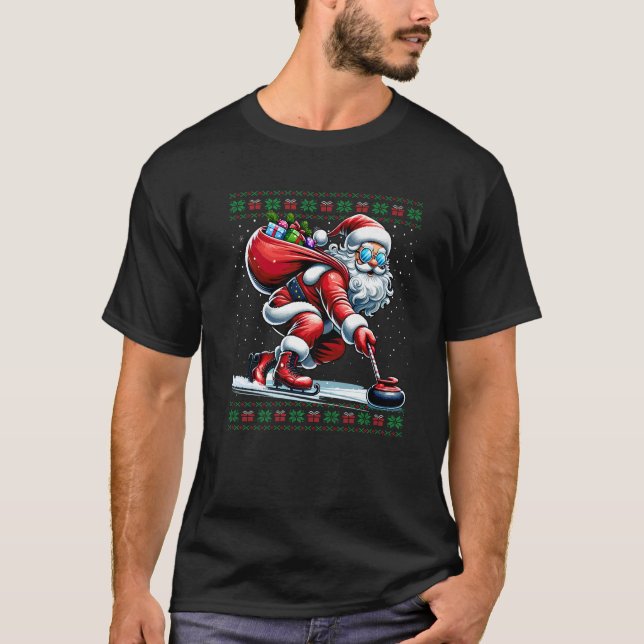 Santa Curling Ugly Christmas Sweater Premium  (Front)