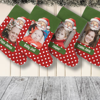 Santa Custom Family Photo Name and Message Large Christmas Stocking