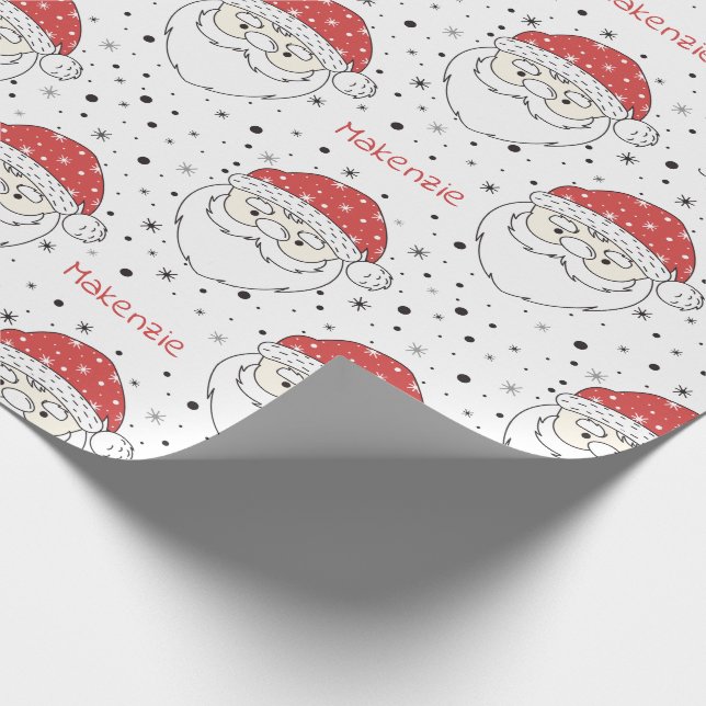 Santa Custom Name Wrapping Paper (Corner)