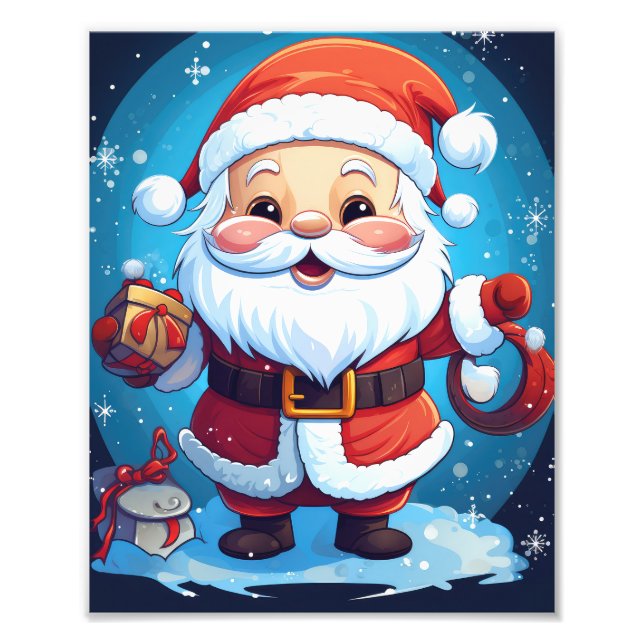 Santa Cute Christmas Photo Print (Front)
