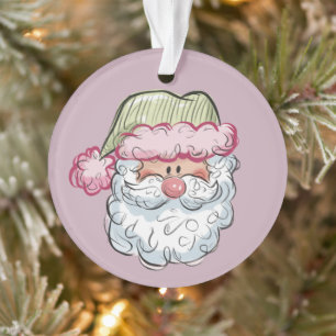 Santa Cute Santa Claus Xmas Holiday Pink  Ornament