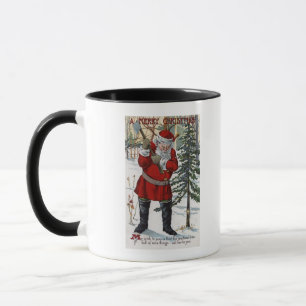 Santa Cutting Down Christmas Tree Mug