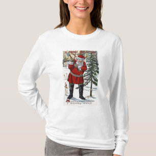 Santa Cutting Down Christmas Tree T-Shirt