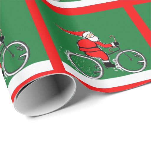 Image of Santa Cyclist Wrapping Paper