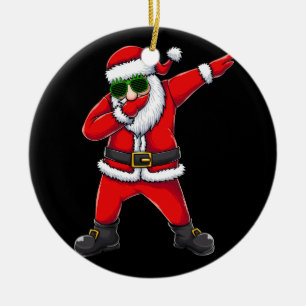 santa dabbing dance ceramic tree decoration