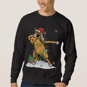 Santa Dabbing Horse Christmas Lights Funny Xmas Sweatshirt