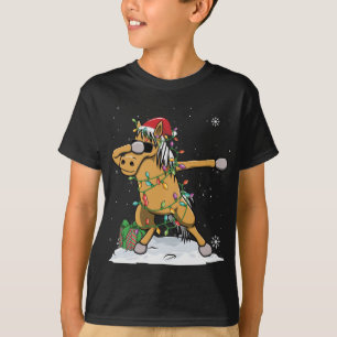 Santa Dabbing Horse Christmas Lights Funny Xmas T-Shirt