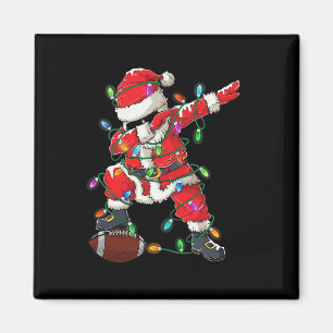 Santa Dabbing With Ball Christmas Football Player Magnet