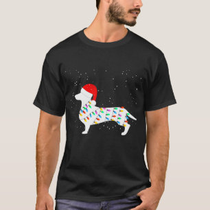 Santa Dachshund Christmas Lights Dachshund Pyjamas T-Shirt