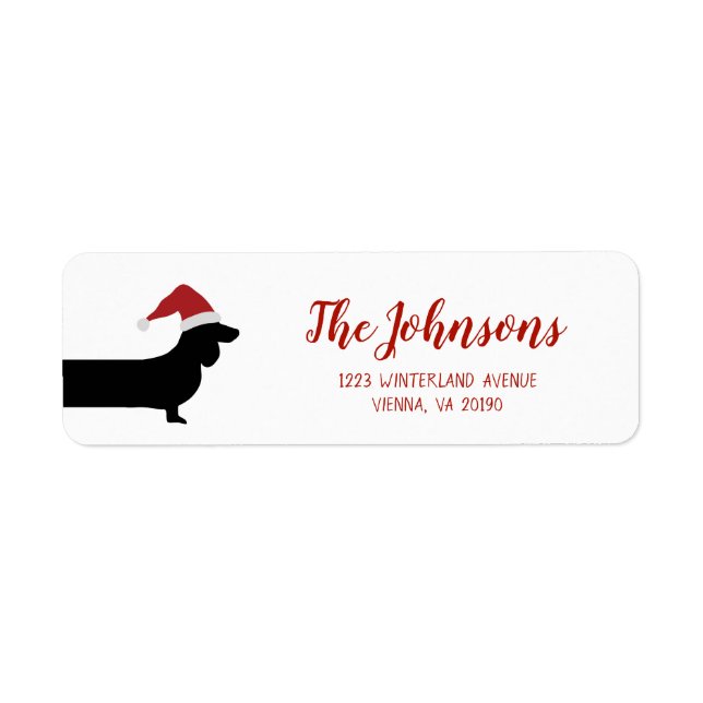 Santa dachshund Christmas return label (Front)