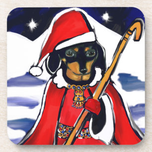 SANTA DACHSHUND COASTER