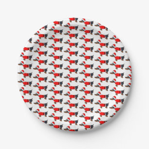 Santa Dachshund Dog Paper Plates