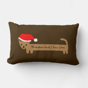 Santa Dachshund Family Christmas Memento Custom Lumbar Cushion