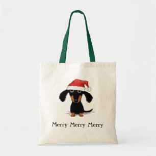 Santa Dachshund Funny Wiener Dog Christmas Xmas Tote Bag