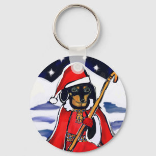SANTA DACHSHUND KEY RING