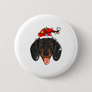 Santa Dachshund Light Christmas  6 Cm Round Badge