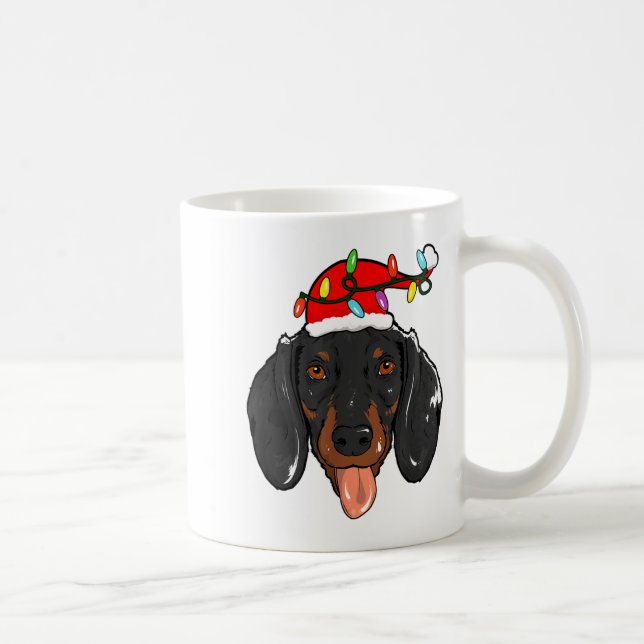 Santa Dachshund Light Christmas  Coffee Mug (Right)