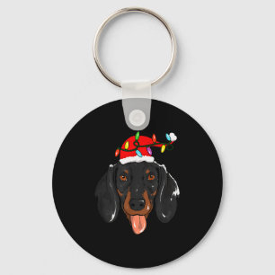 Santa Dachshund Light Christmas  Key Ring