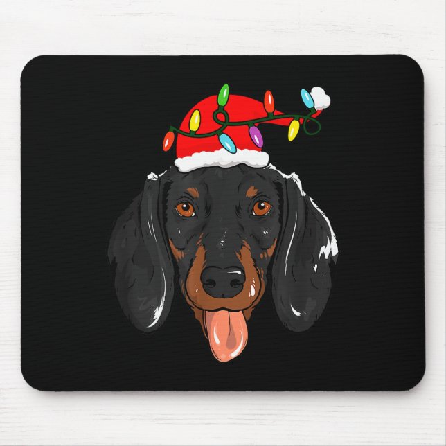 Santa Dachshund Light Christmas  Mouse Mat (Front)