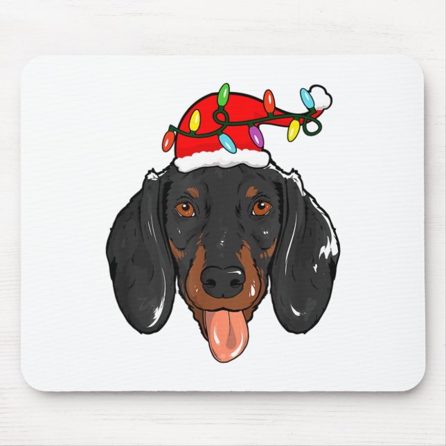 Santa Dachshund Light Christmas  Mouse Mat (Front)