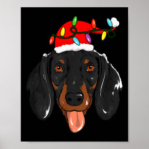 Santa Dachshund Light Christmas  Poster