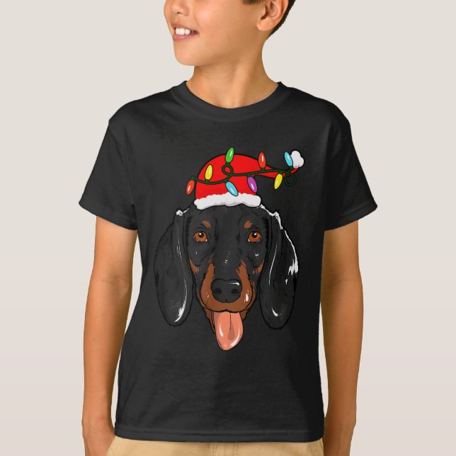 Santa Dachshund Light Christmas  T-Shirt (Front)