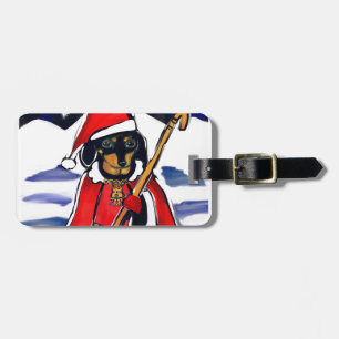 SANTA DACHSHUND LUGGAGE TAG