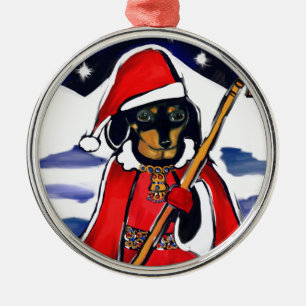 SANTA DACHSHUND METAL TREE DECORATION