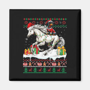 Santa Dachshund Riding Horse Christmas Sweater Lov Magnet