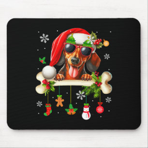 Santa Dachshund Sungles Cute Bone Xmas Owner Kids Mouse Mat
