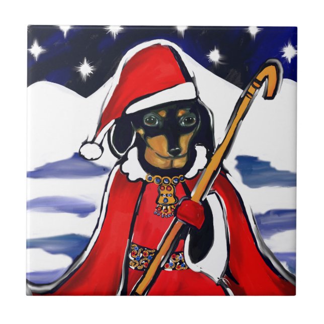 SANTA DACHSHUND TILE (Front)