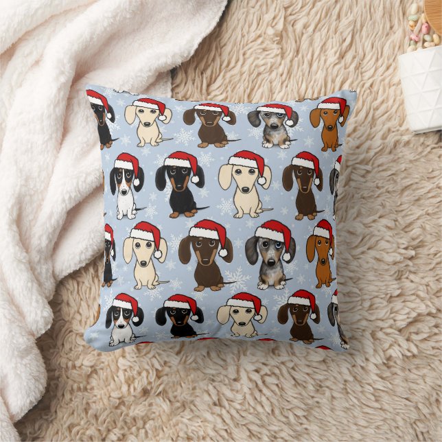 Santa Dachshunds Cute Wiener Dogs Christmas Cushion (Blanket)
