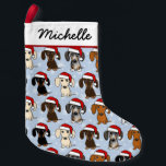 Santa Dachshunds Cute Wiener Dogs Christmas Small Christmas Stocking<br><div class="desc">Dachshund Lover’s Christmas Stocking. Design includes many colour variations: red,  black & tan,  piebald,  dapple,  cream and chocolate. This funny dog Christmas stocking is great for both wiener dogs and weenie dog lovers. Visit Jenn’s Doodle World for even more dog breed stockings and Doxie lover’s holiday decorations.</div>