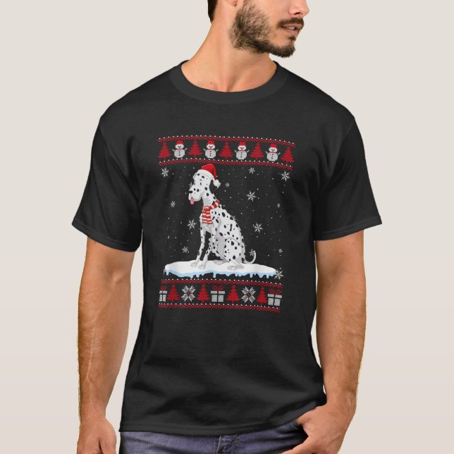 Santa Dalmatian Dog Ugly Christmas Sweater Men Wom (Front)