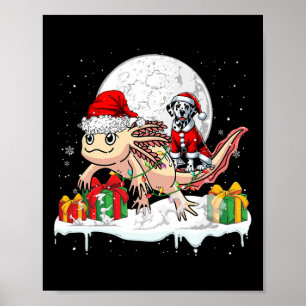 Santa Dalmatian Riding Axolotl Christmas Owner Kid Poster
